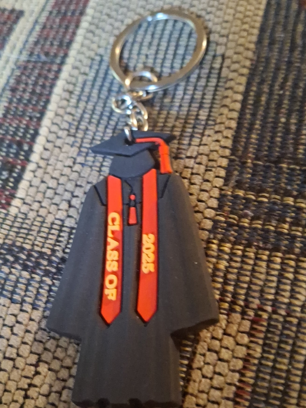 Graduation Gown Keychain - Black & Red Class of 2025